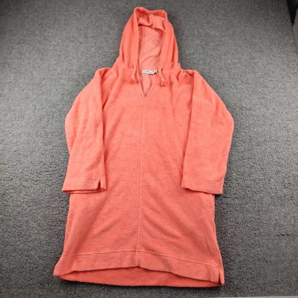 Vineyard Vines Hoodie Dress Girls Large 14 Coral Pink Terry Cloth Pockets